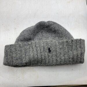 Polo By Ralph Lauren Gray Lambswool Womens Beanie Winter Warm Casual Outdoors